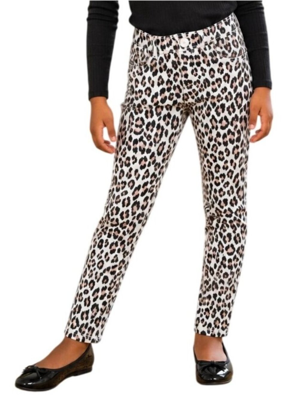 The Childrens Place Girls Size 6 Pants Pull-On Sparkly Leopard Print Stretchy